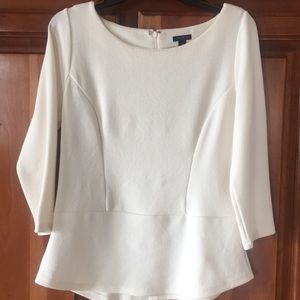 Ann Taylor Ivory Peplum Top